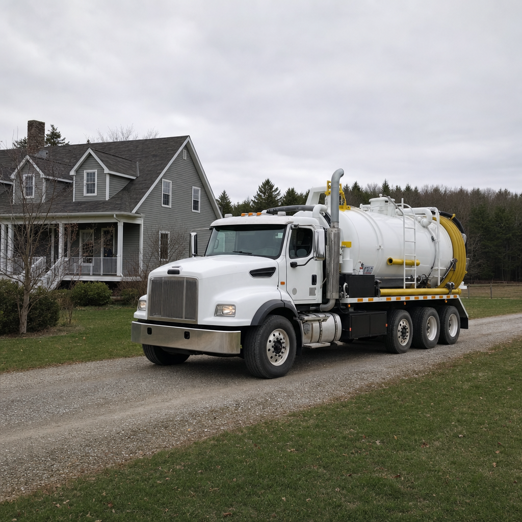 Septic vacuum truck arriving at a Miramar home for same-day emergency service