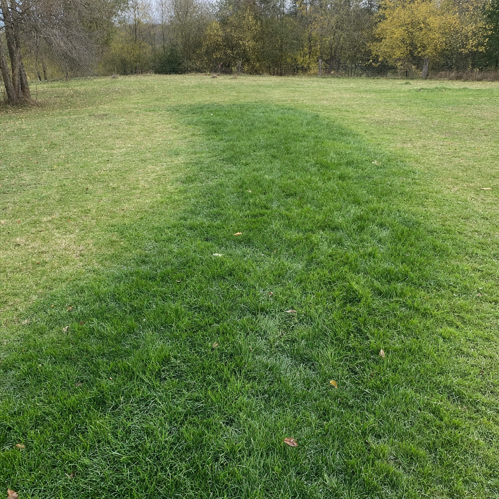 A soggy, unusually green patch of lawn over the drain field of a Miramar home, a sign the septic tank needs pumping
